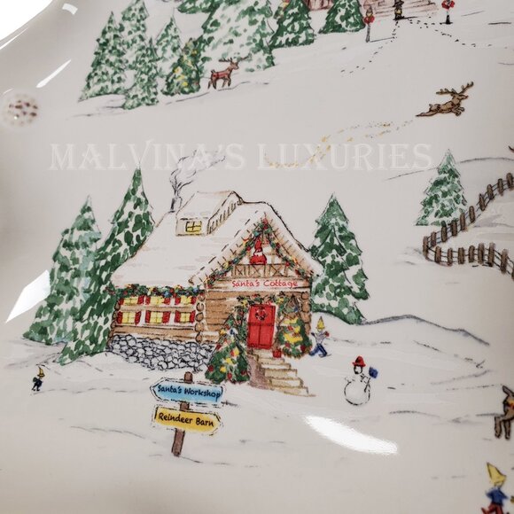 JULISKA BERRY & THREAD NORTH POLE 15" CERAMIC TREE PLATTER CHRISTMAS SANTA THEME - Picture 8 of 13